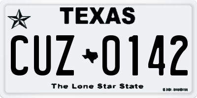 TX license plate CUZ0142