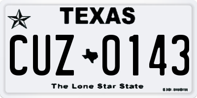TX license plate CUZ0143