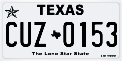TX license plate CUZ0153