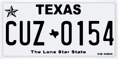 TX license plate CUZ0154