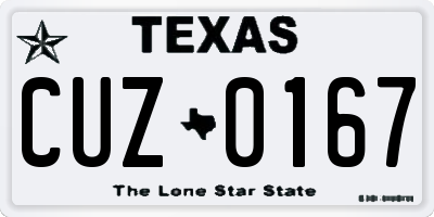 TX license plate CUZ0167
