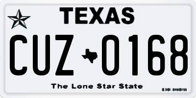 TX license plate CUZ0168