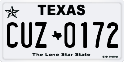 TX license plate CUZ0172