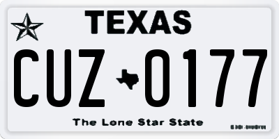 TX license plate CUZ0177