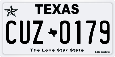 TX license plate CUZ0179