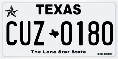 TX license plate CUZ0180