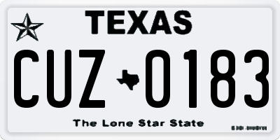 TX license plate CUZ0183