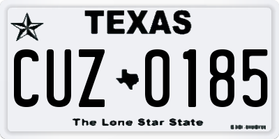 TX license plate CUZ0185