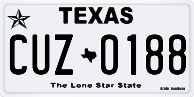 TX license plate CUZ0188