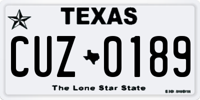 TX license plate CUZ0189