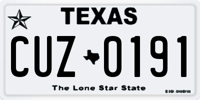 TX license plate CUZ0191