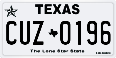 TX license plate CUZ0196
