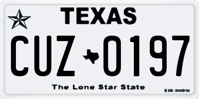 TX license plate CUZ0197