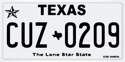 TX license plate CUZ0209