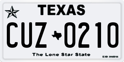 TX license plate CUZ0210