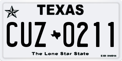 TX license plate CUZ0211