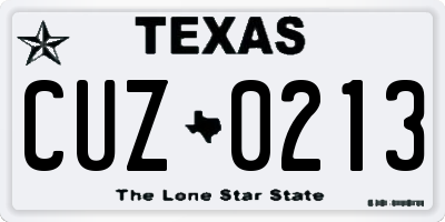 TX license plate CUZ0213