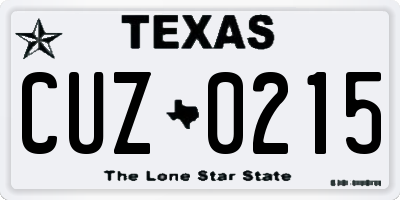 TX license plate CUZ0215