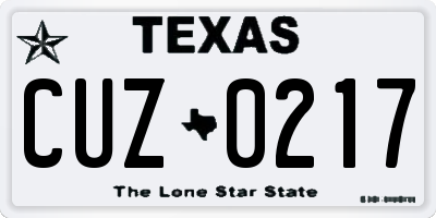 TX license plate CUZ0217