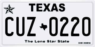 TX license plate CUZ0220