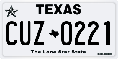 TX license plate CUZ0221