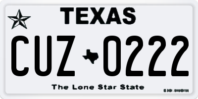 TX license plate CUZ0222