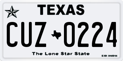 TX license plate CUZ0224