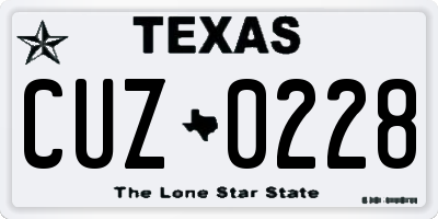 TX license plate CUZ0228