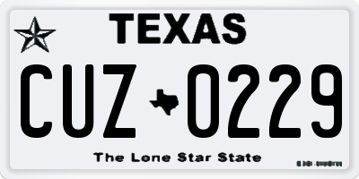 TX license plate CUZ0229