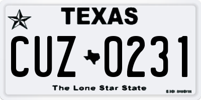 TX license plate CUZ0231