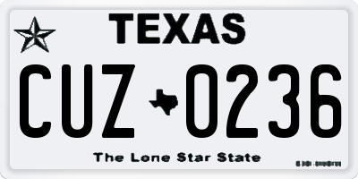 TX license plate CUZ0236