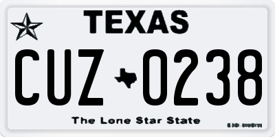 TX license plate CUZ0238