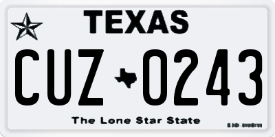 TX license plate CUZ0243