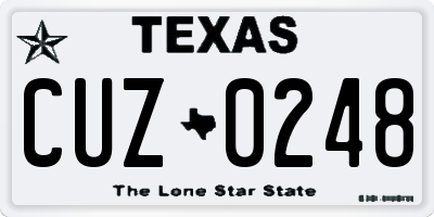 TX license plate CUZ0248