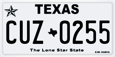 TX license plate CUZ0255