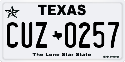 TX license plate CUZ0257