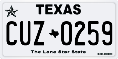 TX license plate CUZ0259