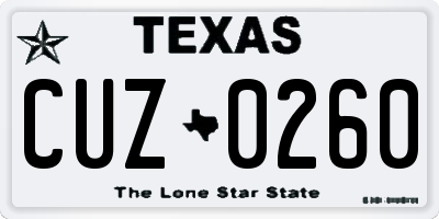 TX license plate CUZ0260