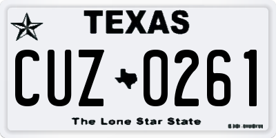 TX license plate CUZ0261