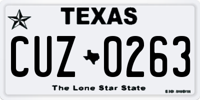 TX license plate CUZ0263