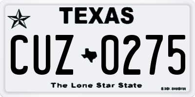 TX license plate CUZ0275