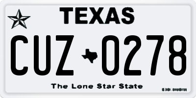 TX license plate CUZ0278