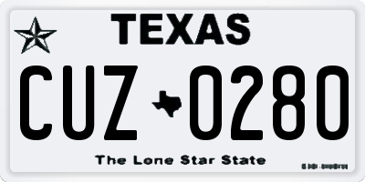TX license plate CUZ0280