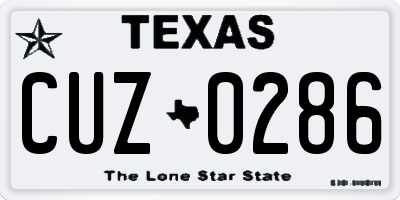 TX license plate CUZ0286