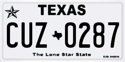 TX license plate CUZ0287