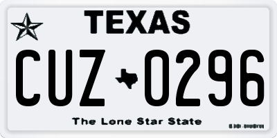 TX license plate CUZ0296