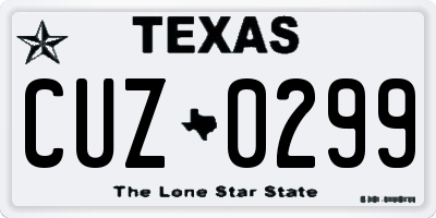 TX license plate CUZ0299