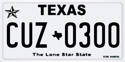 TX license plate CUZ0300