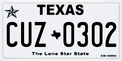 TX license plate CUZ0302