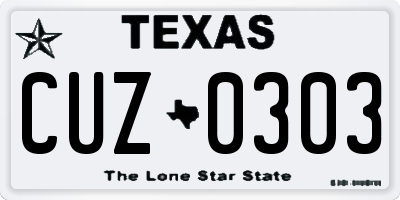 TX license plate CUZ0303